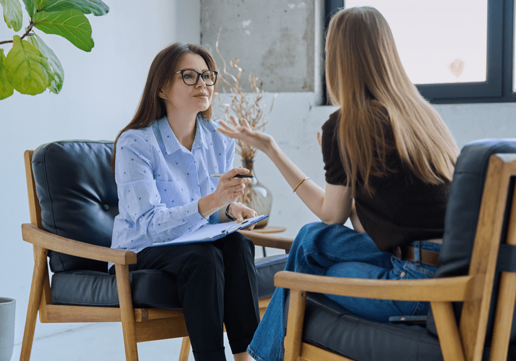 Therapist and client in conversation